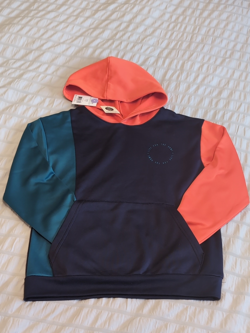 New Boys Colorblock Hooded Pullover L (10-12)